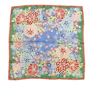 Brooks Brothers Womens 100% Silk Scarf Green Blue Red Floral Made in Italy New